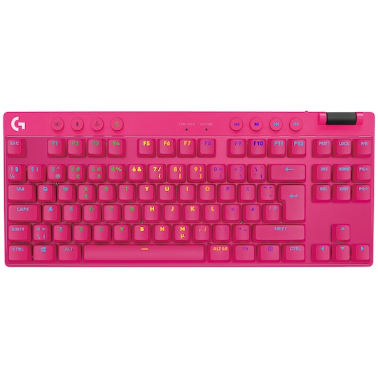 Logitech G PRO X TKL Lightspeed Tactile trådløst gamingtastatur (pink)