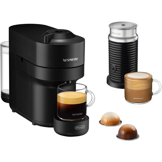 Nespresso Vertuo POP kapselmaskine + mælkeskummer fra DeLonghi ENV90.BAE