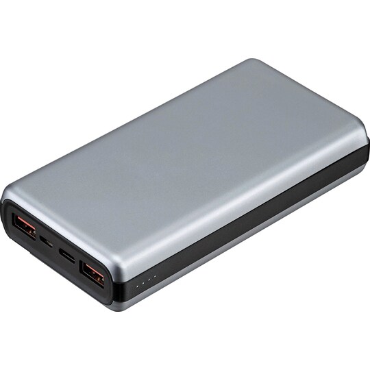 Sandstrøm 20.000mAh powerbank i aluminium med PD og QC (grå)