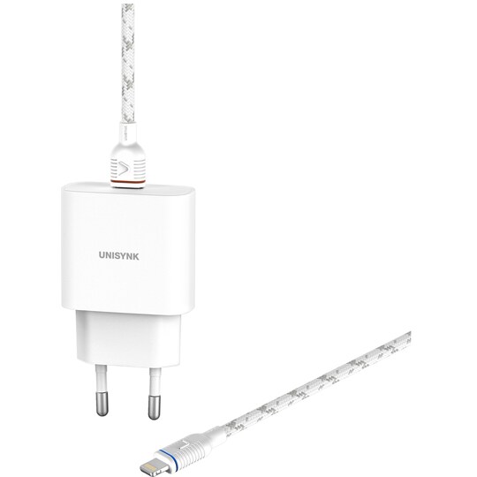 Unisynk 20W Lightning Slim vægopladersæt (hvid)