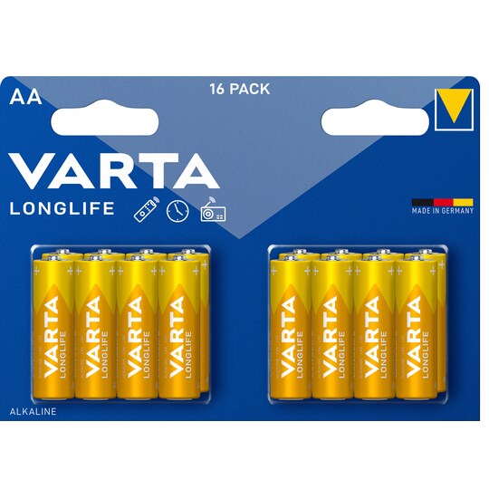 Varta Longlife AA-batterier (16-pak)