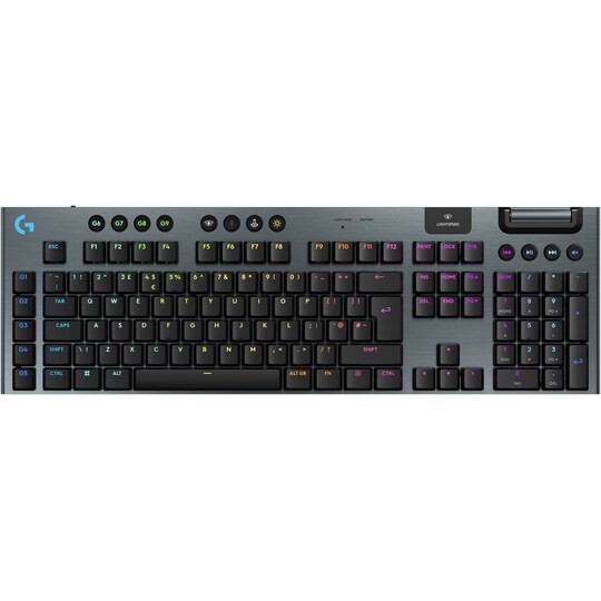 Logitech G915 X Lightspeed trådløst klikbart gamingtastatur (sort)