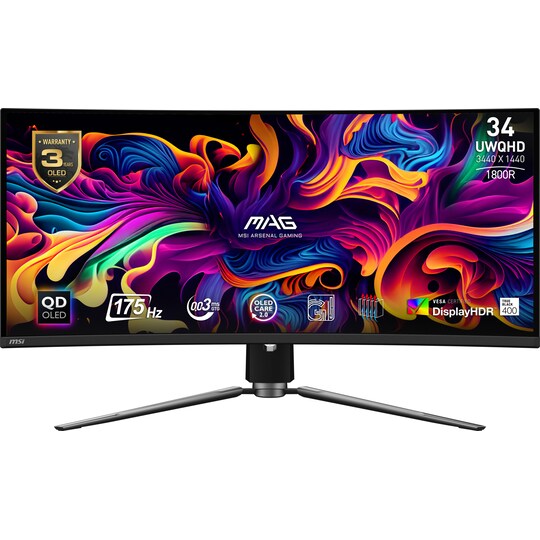 MSI MAG 341CQP QD-OLED 34" buet gaming skærm