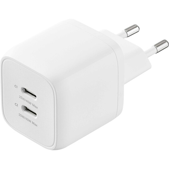 Sandstrøm 45W USB-C GaN PD vægoplader (hvid)