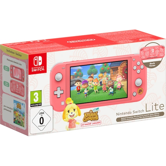 Nintendo Switch Lite spillekonsol (Koral med Animal Crossing)