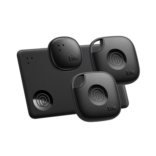 Life360 Tile Essentials Pack (2024) - 4-Pack (2 Black Mates/Slim/Sticker)